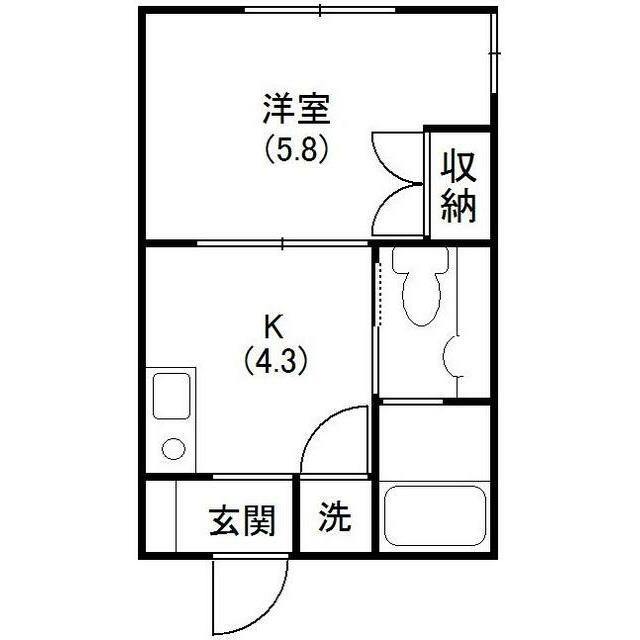 銀河ハイツ(1K/1階)の間取り写真