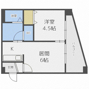 シティテラス南5条(1LDK/4階)の間取り写真