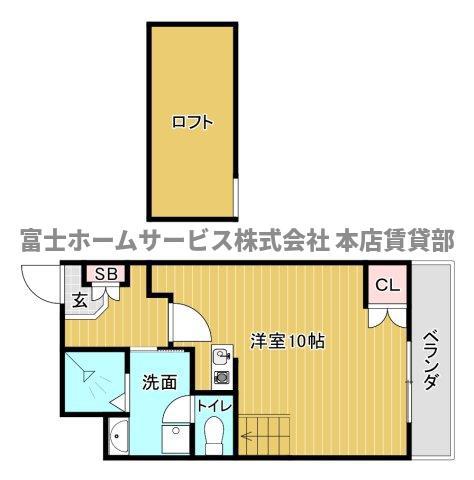 フレンドシップ2(1K/4階)の間取り写真