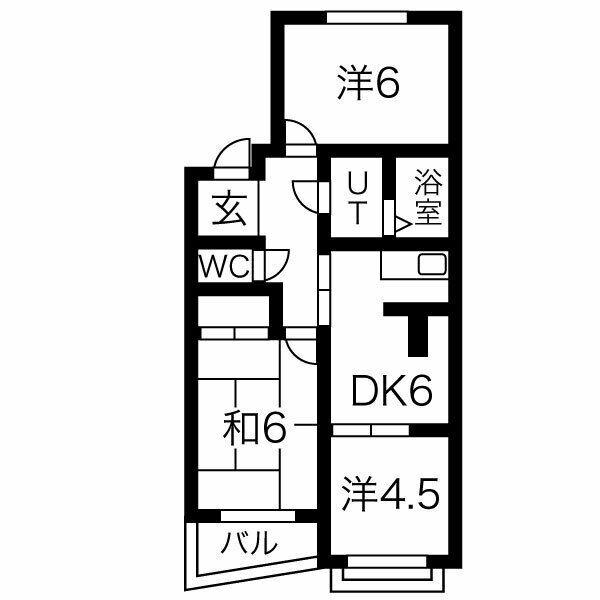 パークサイド今岡A(3DK/3階)の間取り写真