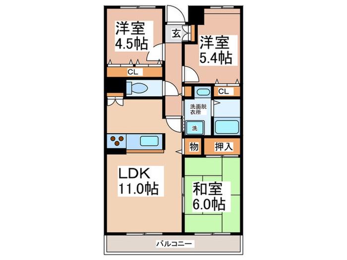 メロディハイム(3LDK/1階)の間取り写真