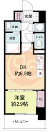 アドバンス難波ラシュレ(1DK/9階)の間取り写真