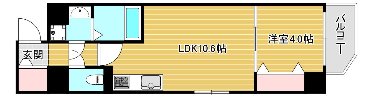 プライムステージ弁天町(1LDK/3階)の間取り写真