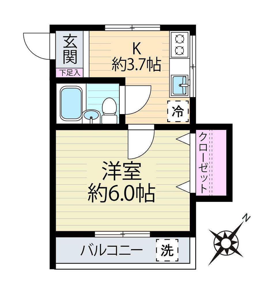 リステリアアサヒ(1K/2階)の間取り写真