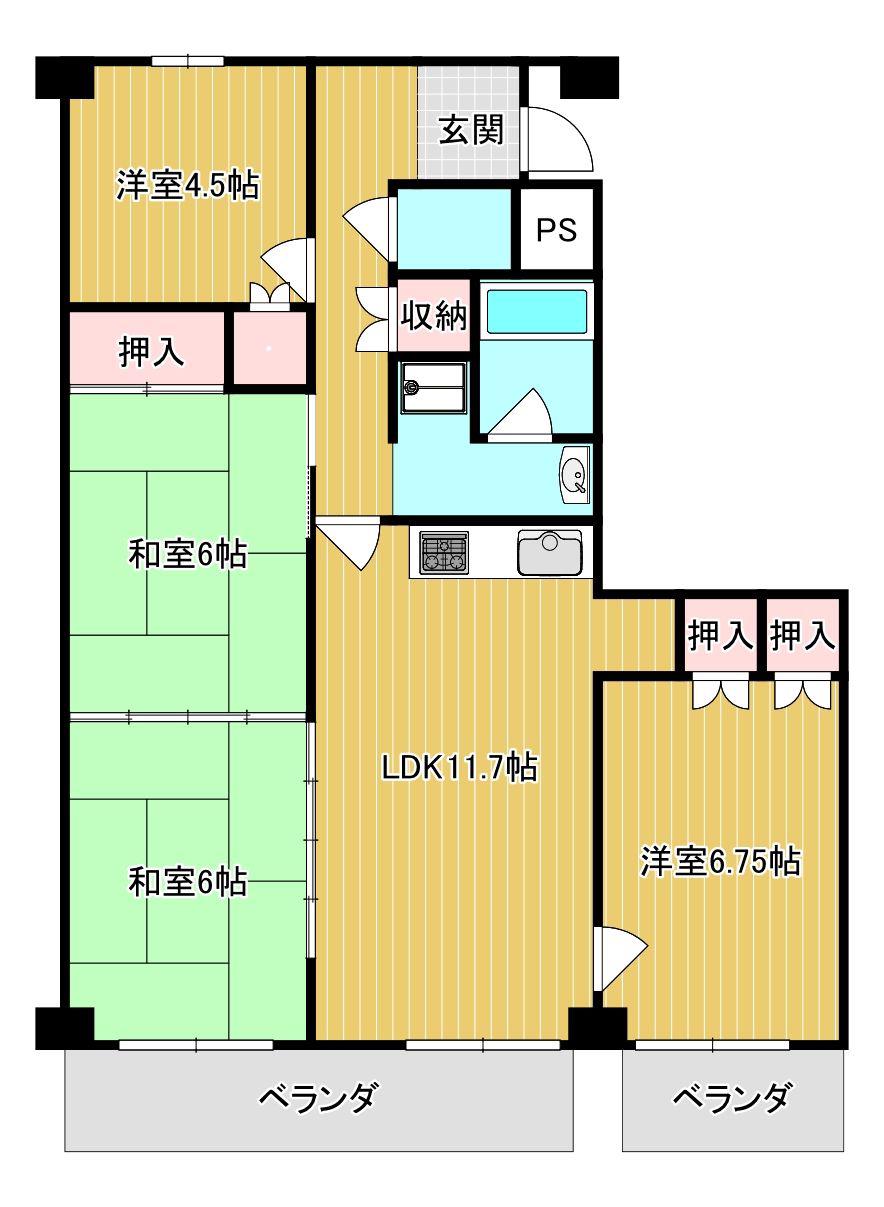 グランドメゾン藤崎(4LDK/3階)の間取り写真