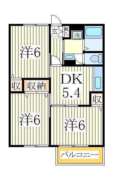 シンセリティーヒルズ(3DK/1階)の間取り写真