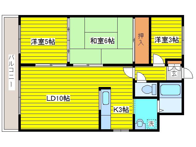 シティパル明園公園(3LDK/4階)の間取り写真