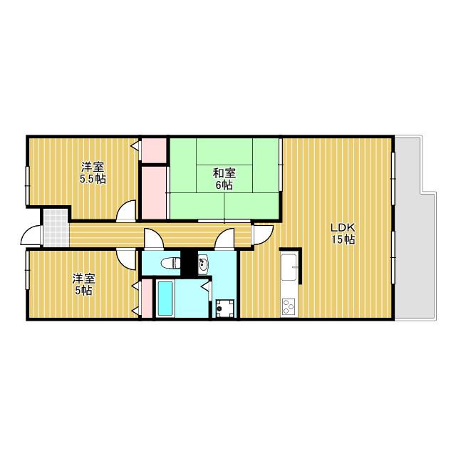 セレーノ花屋敷(3LDK/2階)の間取り写真