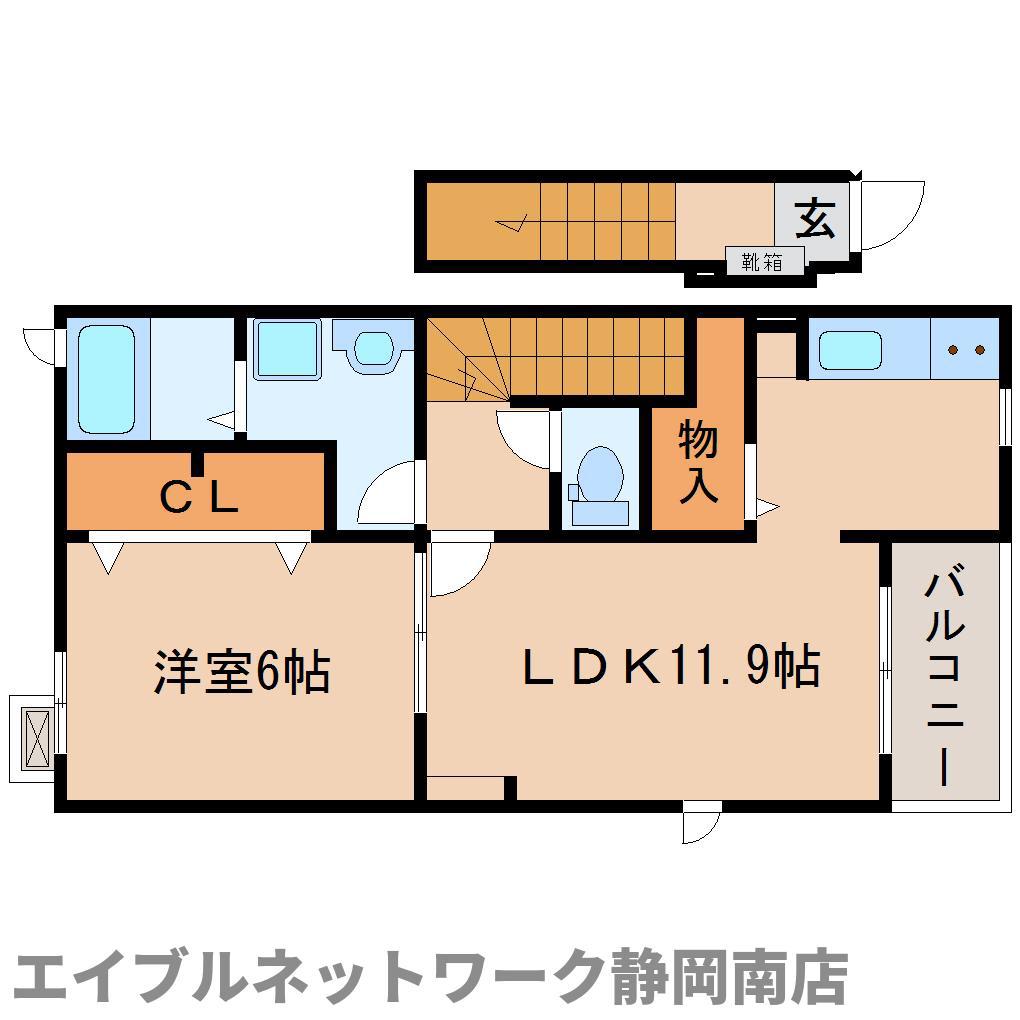 サンクスB(1LDK/2階)の間取り写真