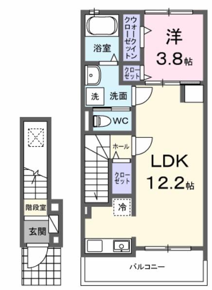 メゾン ロイヤル(1LDK/2階)の間取り写真