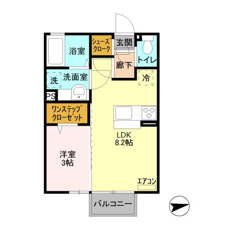 サンメゾン大平 A201(1LDK/2階)の間取り写真