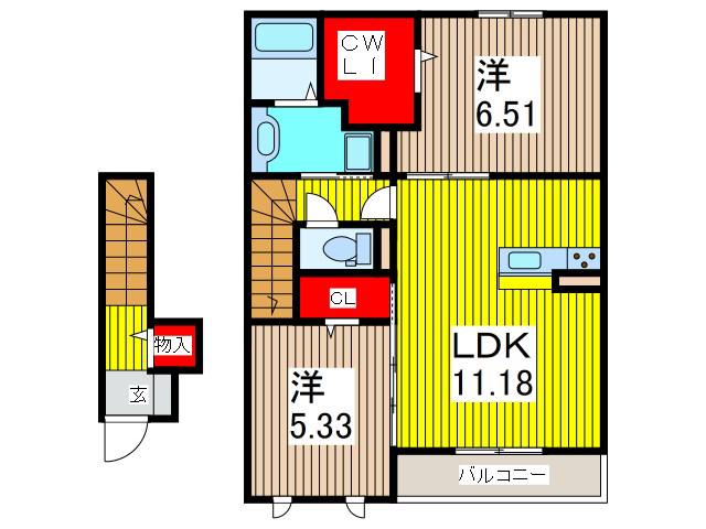 コーワ・ルミナス弐番館(2LDK/2階)の間取り写真