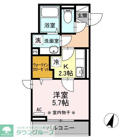 パレス国分寺(1K/3階)の間取り写真