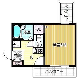 ツインツリー(1K/5階)の間取り写真