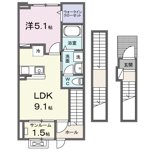 ラ・セーヌ博労(1LDK/3階)の間取り写真