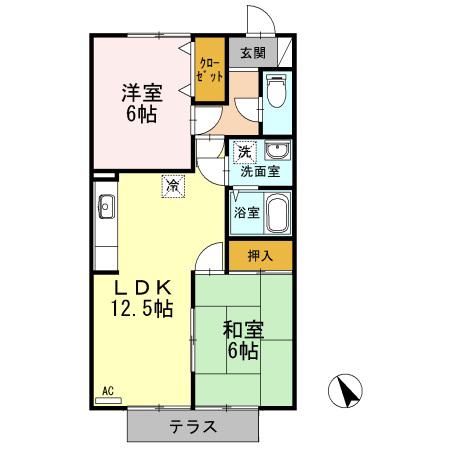 ルミエール中迫(2LDK/2階)の間取り写真