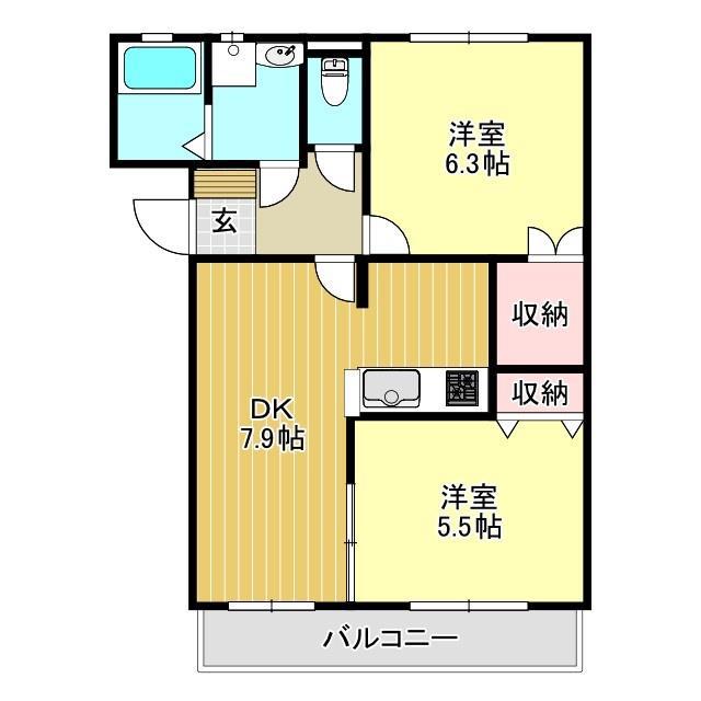 エクラ 3(2DK/2階)の間取り写真
