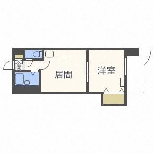 ローヤルハイツ月寒東5(1DK/5階)の間取り写真