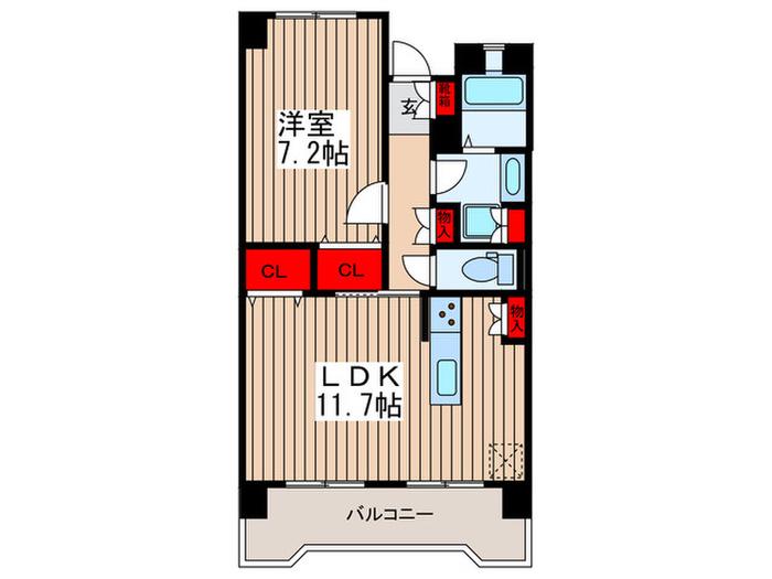 サクマ東大宮ハイツ(1LDK/4階)の間取り写真