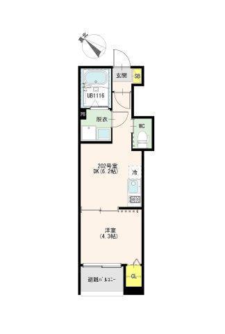 LUMIERE TERRACE MIZUE(1DK/2階)の間取り写真