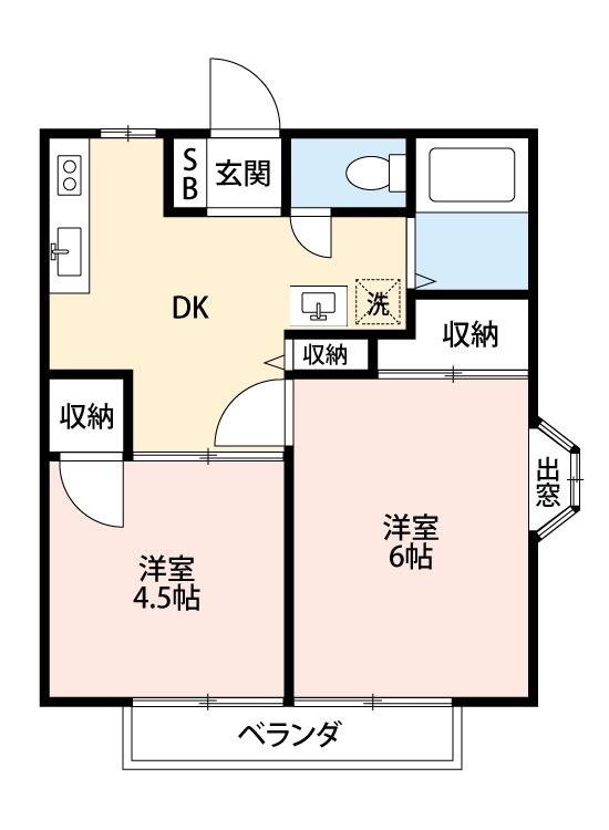パル大穴(2DK/1階)の間取り写真