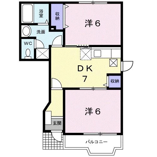 サニーフォレストB(2DK/1階)の間取り写真