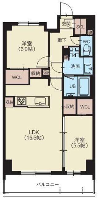 スプランディッド西日暮里(2LDK/14階)の間取り写真