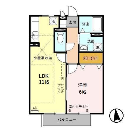 プロムナードA(1LDK/2階)の間取り写真