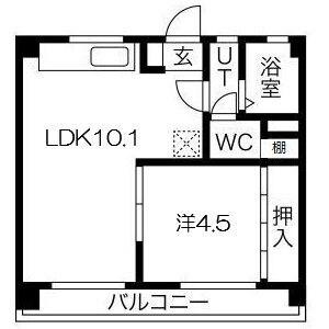 高島グリーンハイツ(1LDK/2階)の間取り写真