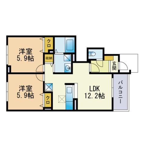 パルフェⅡ(2LDK/1階)の間取り写真