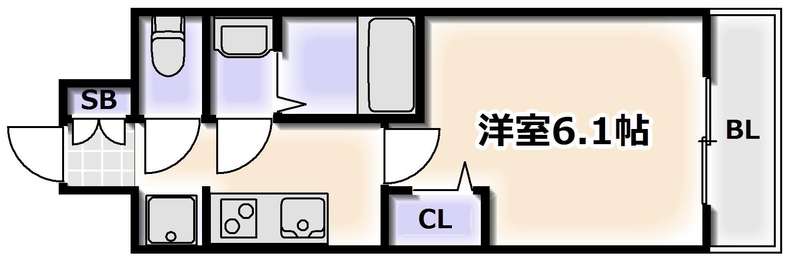 ファステート難波ラグジュ(1K/4階)の間取り写真
