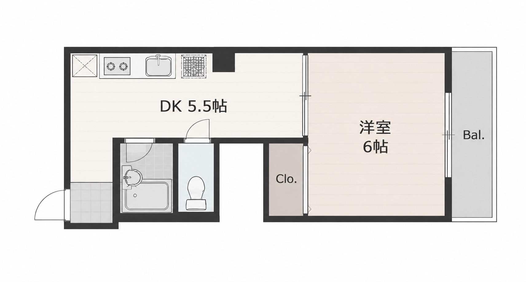 山崎小町ビル(1DK/3階)の間取り写真
