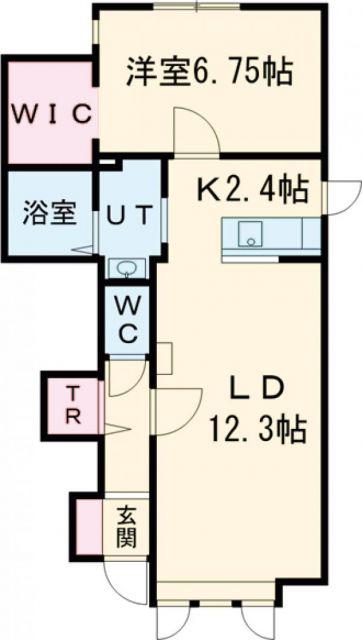 滝川東町1MS B(1LDK/1階)の間取り写真
