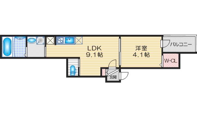 FDS吹田II番館(1LDK/1階)の間取り写真