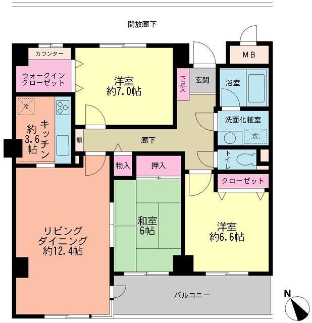 ベルビュー洋光台(3LDK/4階)の間取り写真