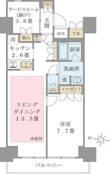 BRILLIA IST 東雲キャナルコート(1SLDK/5階)の間取り写真