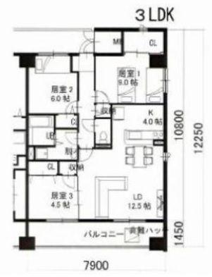 スカイマンションF(3LDK/1階)の間取り写真