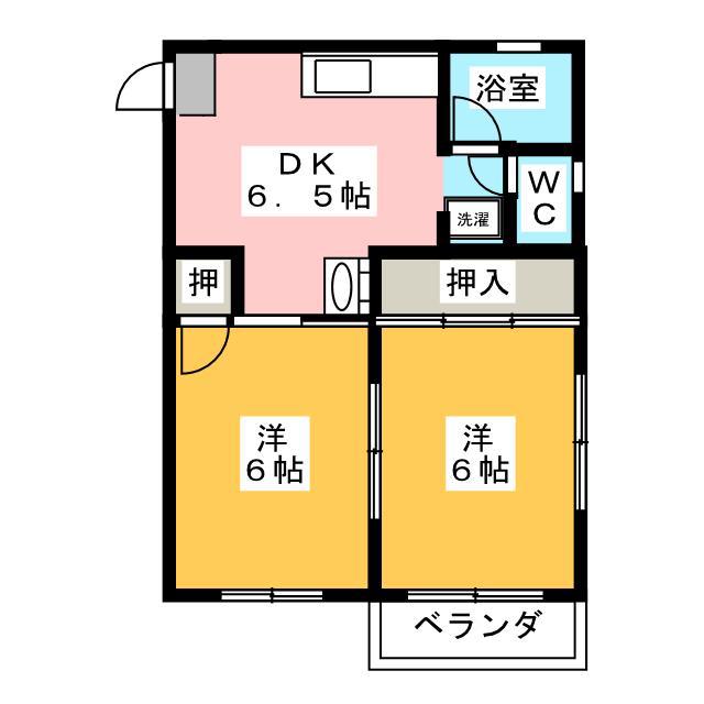 コーポジェントリー A棟(2DK/2階)の間取り写真
