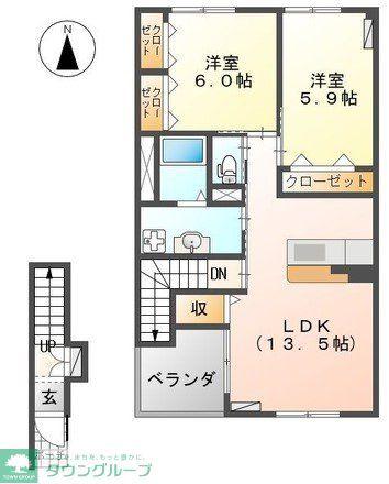 ガーデン タゼーム(2LDK/2階)の間取り写真
