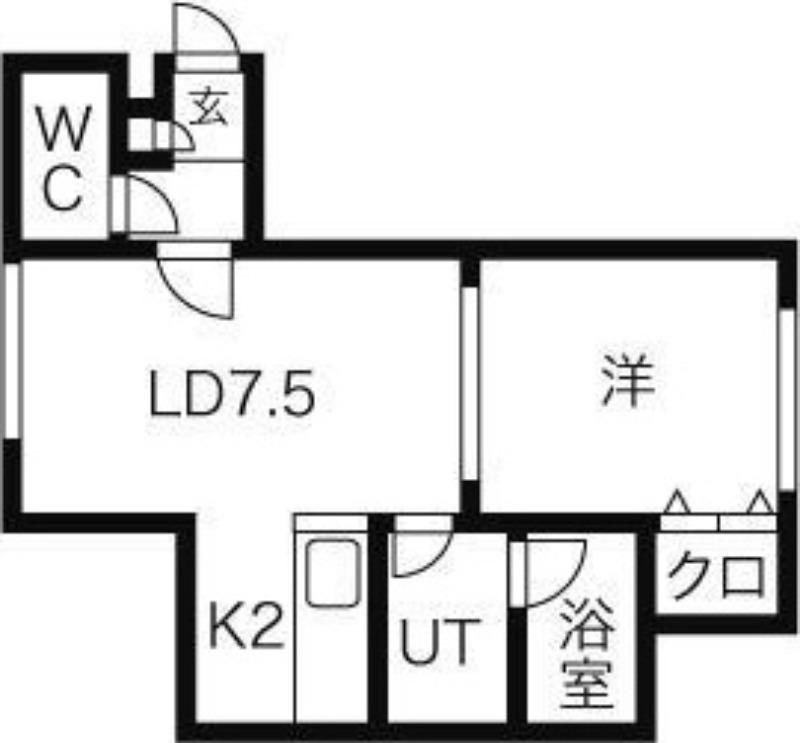 パークタウン中の島(1LDK/2階)の間取り写真