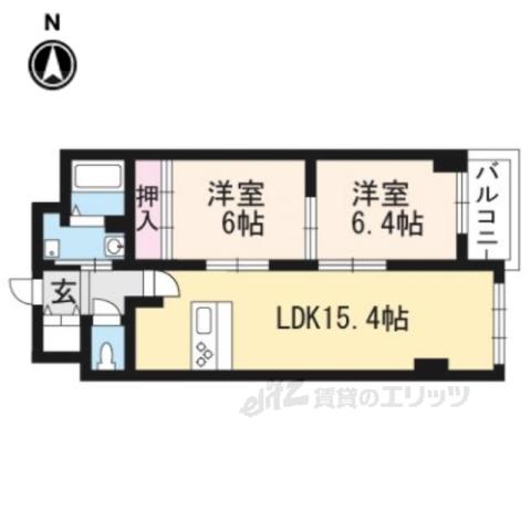 第45長栄シャルト五条(2LDK/3階)の間取り写真