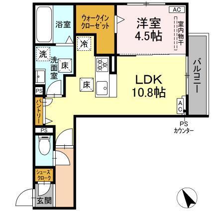 D-HILLS有玉南町(1LDK/2階)の間取り写真