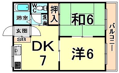ファミールハイツ(2DK/3階)の間取り写真
