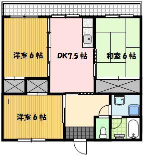 スカイハイツ上戸町(3DK/2階)の間取り写真