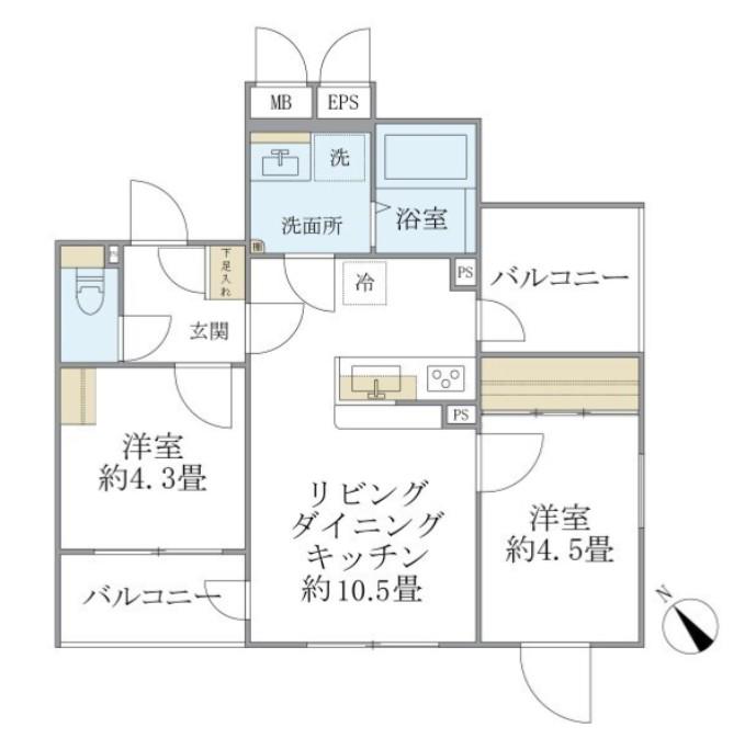 EXAM AKASAKA エクサムアカサカ(2LDK/3階)の間取り写真