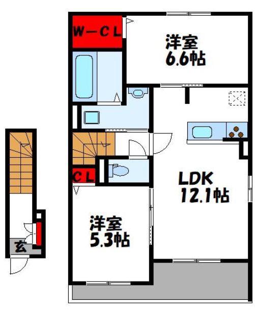 ヴィオラ II(2LDK/2階)の間取り写真