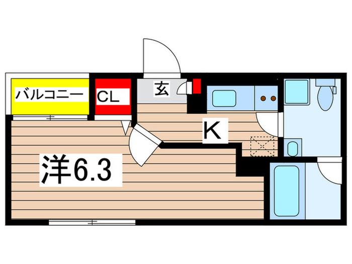 ノワールエクラ木更津(1K/2階)の間取り写真