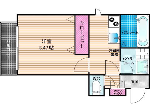 メゾンクレール南福岡(1K/3階)の間取り写真