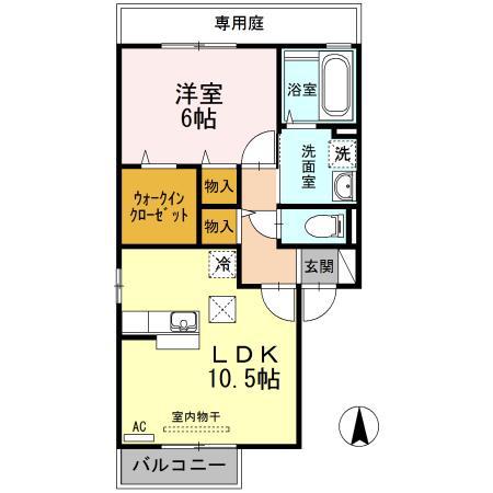 コーポK(1LDK/1階)の間取り写真