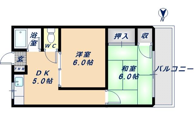 メゾン寿(2DK/2階)の間取り写真